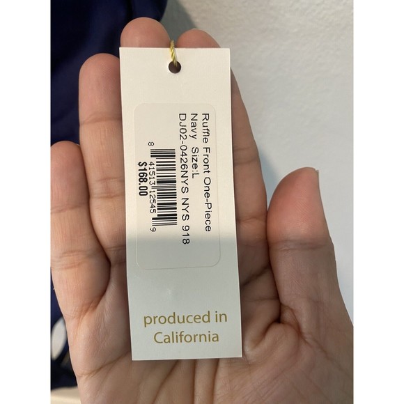 NWT Draper James x Helen Jon Women’s Size L Blue Ruffle Front One Piece Swimsuit - Picture 5 of 8